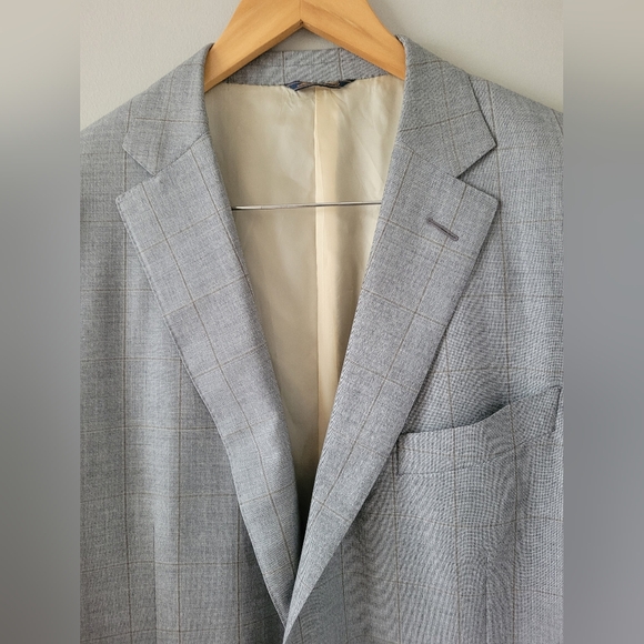 Trussini Luxe 100% Wool Men's Sport Coat/Blazer Light Gray Plaid EU52/US L - Picture 4 of 16